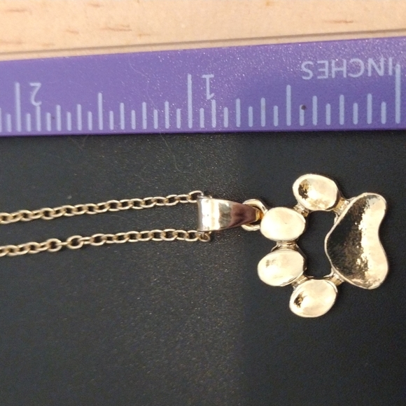Gold Paw Print Necklace - Picture 6 of 7